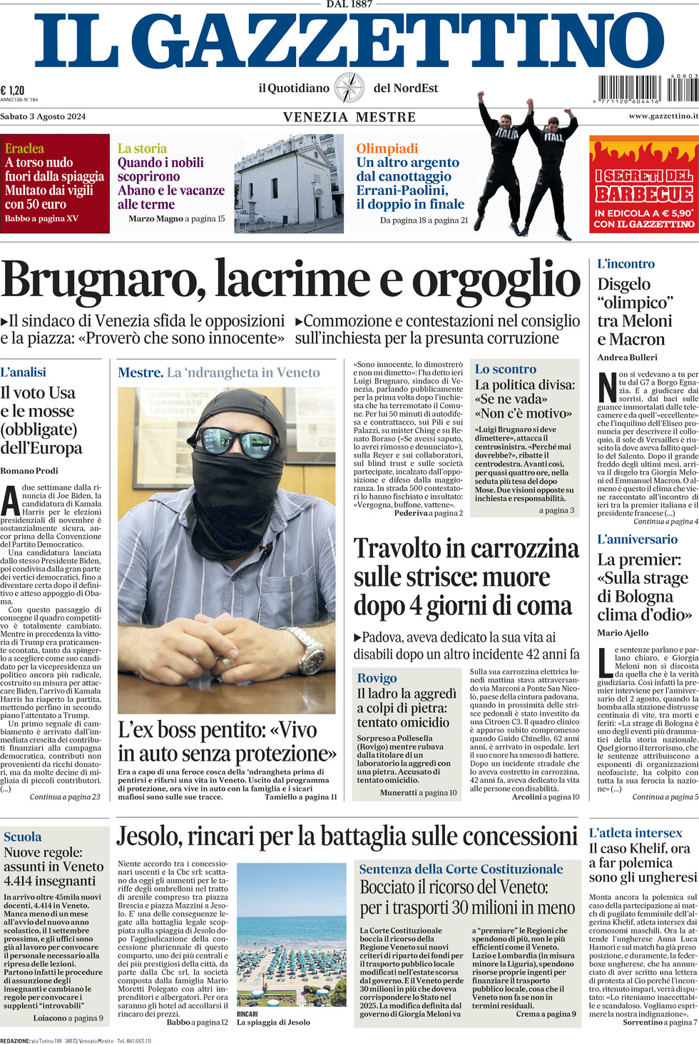 Prima-pagina-il-gazzettino-edizione-di-oggi-03-08-2024