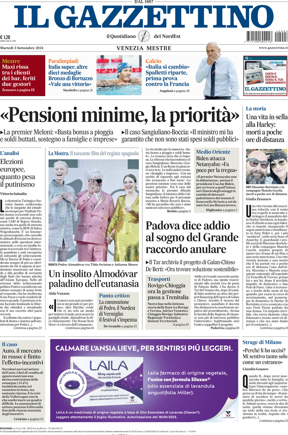 Prima-pagina-il-gazzettino-edizione-di-oggi-03-09-2024