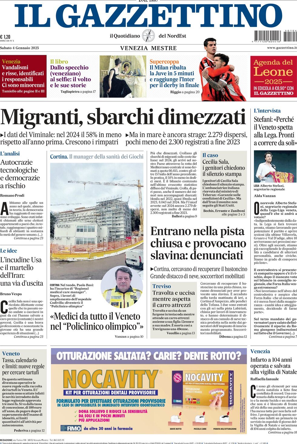 Prima-pagina-il-gazzettino-edizione-di-oggi-04-01-2025