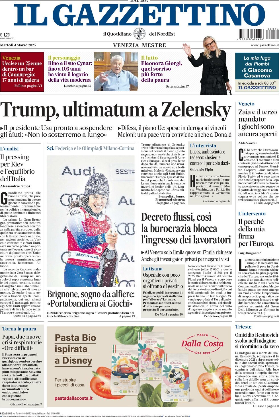 Prima-pagina-il-gazzettino-edizione-di-oggi-04-03-2025