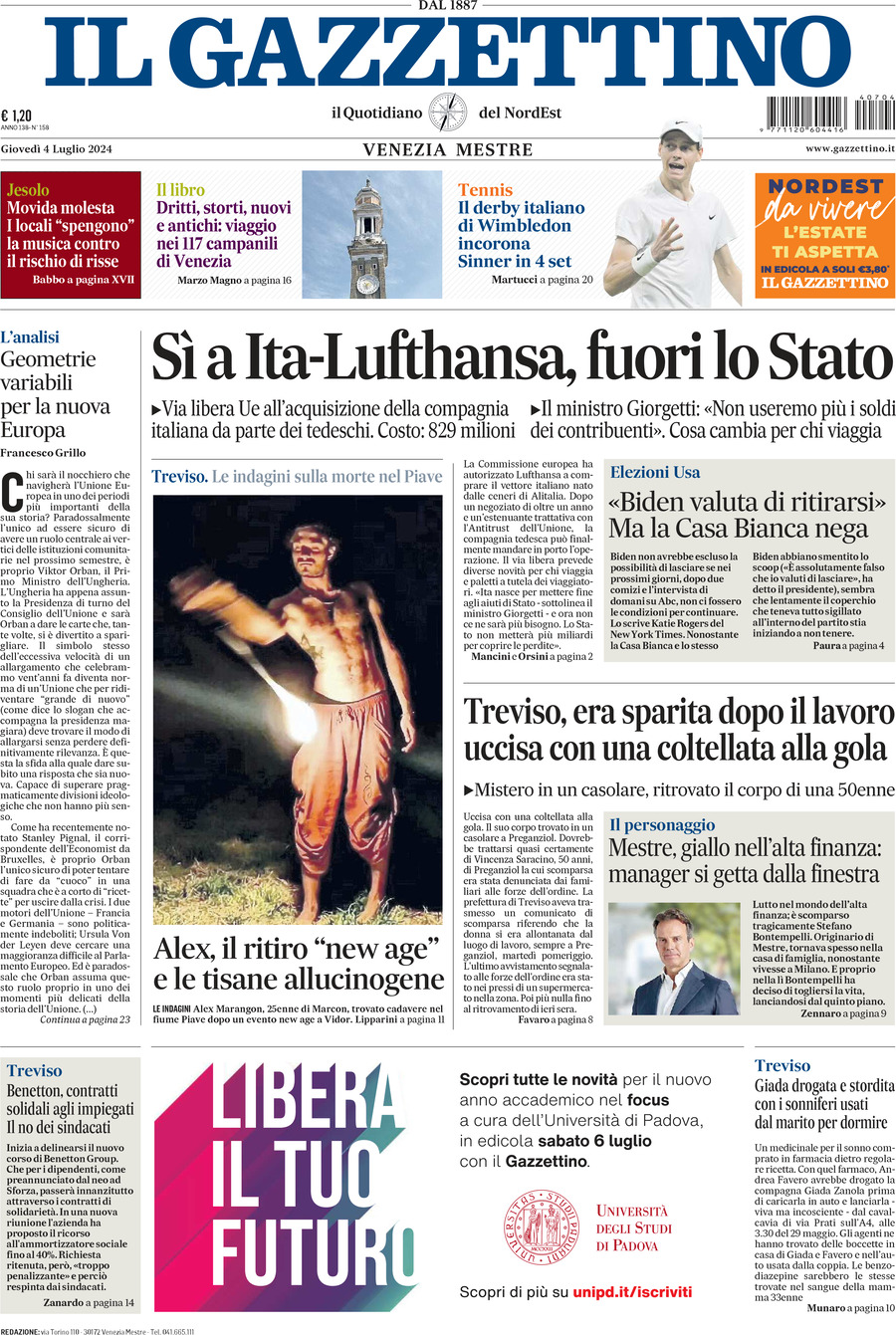 Prima-pagina-il-gazzettino-edizione-di-oggi-04-07-2024