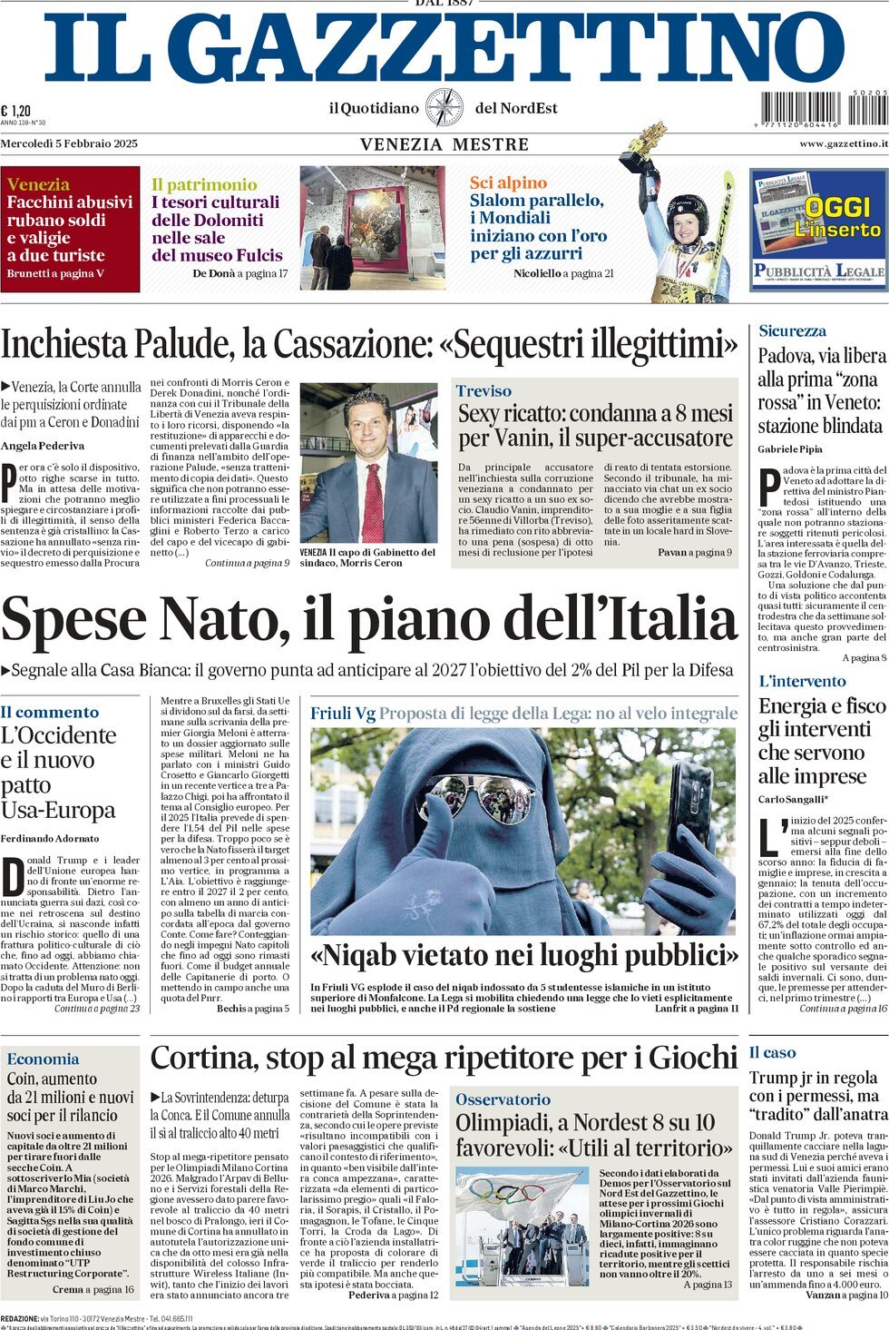 Prima-pagina-il-gazzettino-edizione-di-oggi-05-02-2025