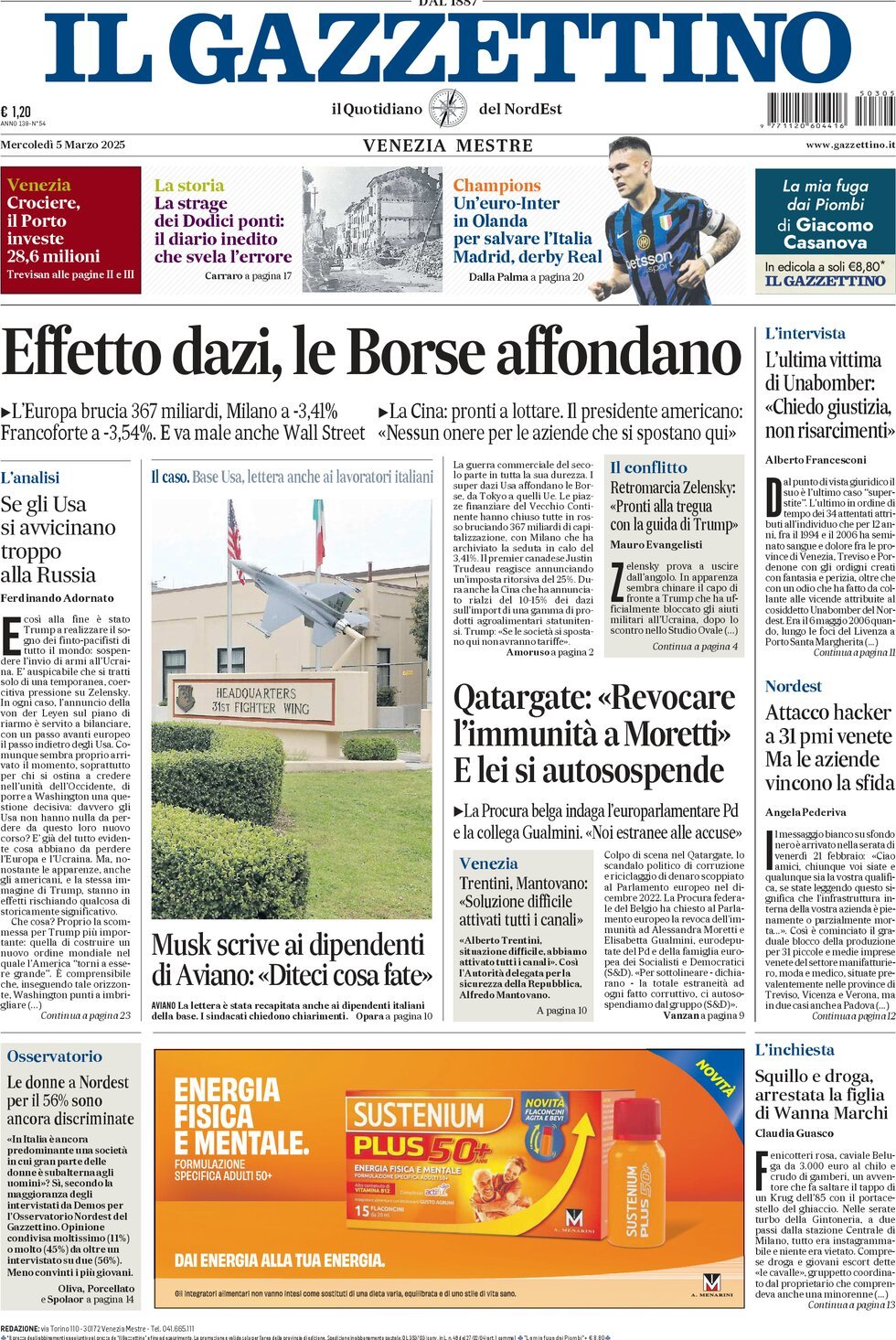 Prima-pagina-il-gazzettino-edizione-di-oggi-05-03-2025