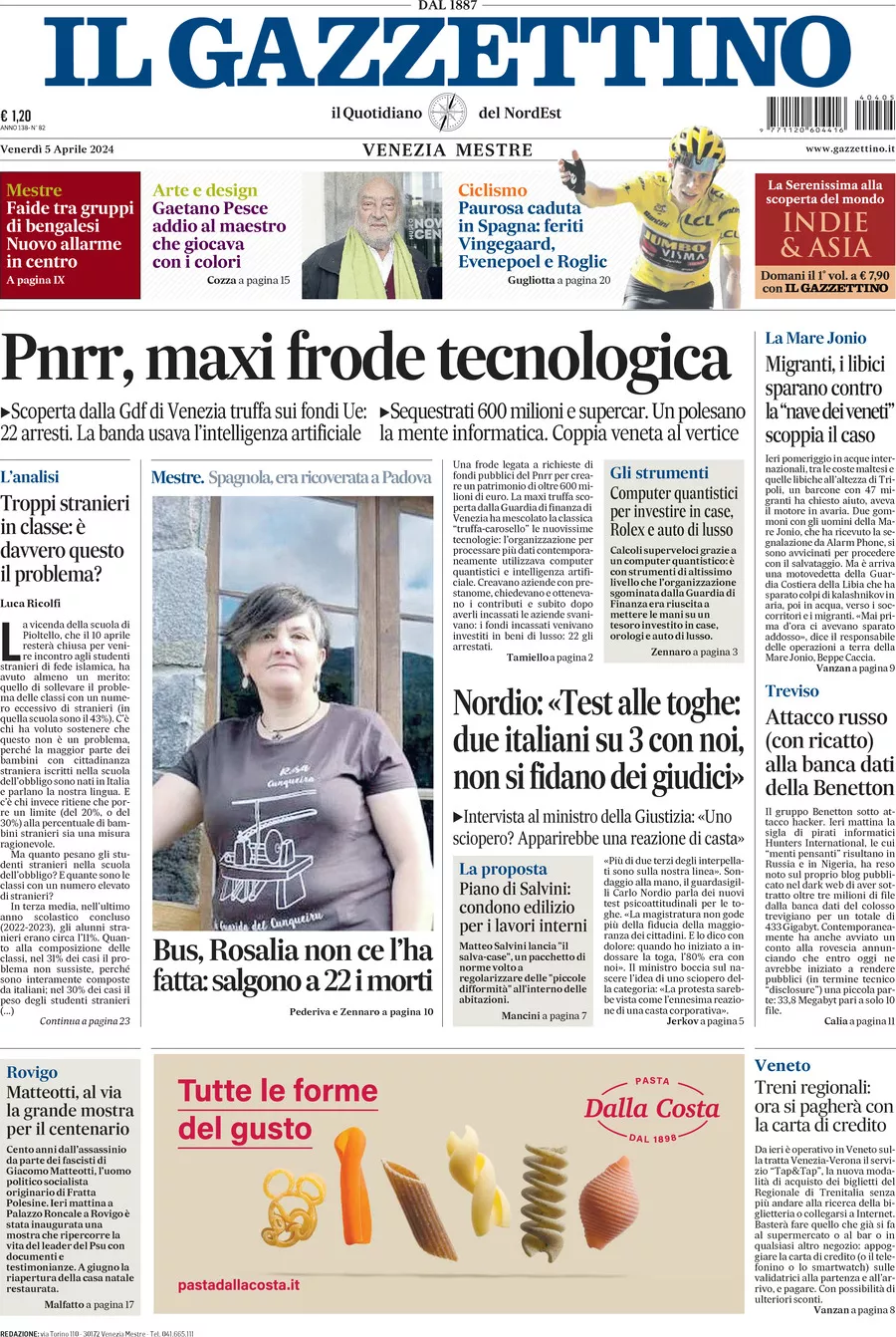 Prima-pagina-il-gazzettino-edizione-di-oggi-05-04-2024