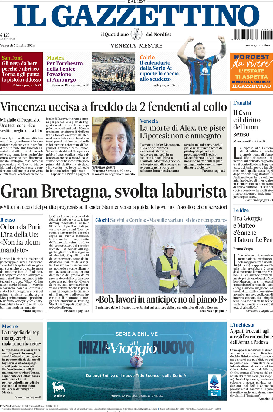 Prima-pagina-il-gazzettino-edizione-di-oggi-05-07-2024