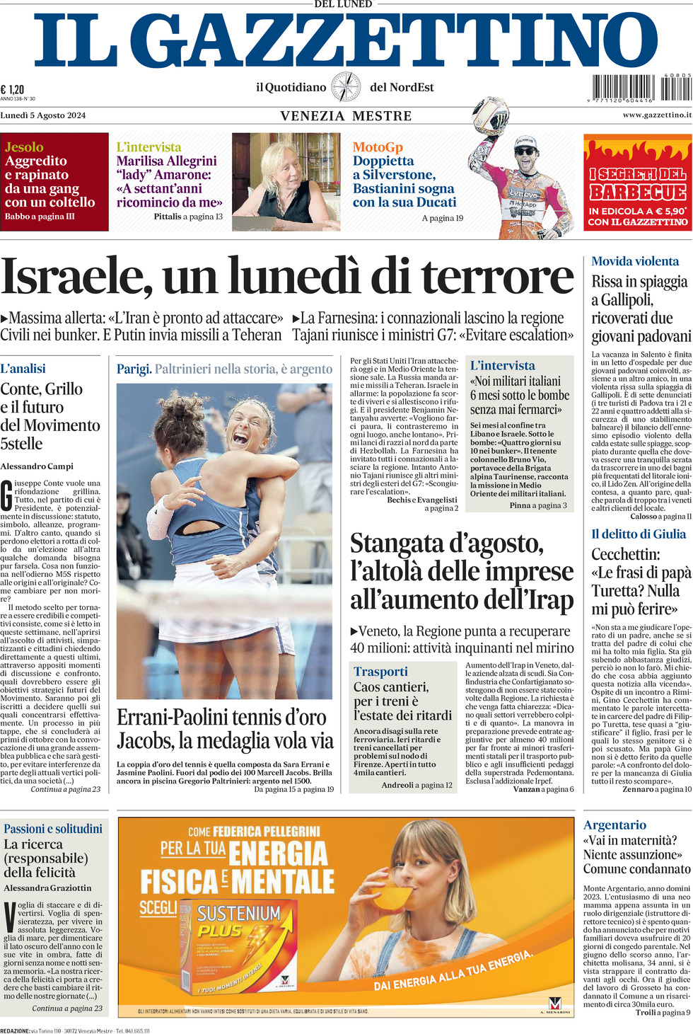 Prima-pagina-il-gazzettino-edizione-di-oggi-05-08-2024