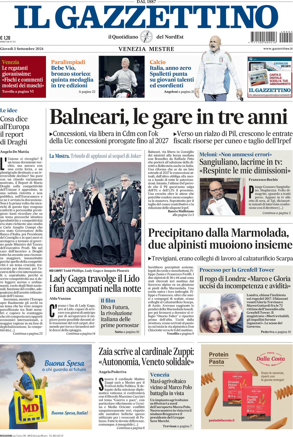 Prima-pagina-il-gazzettino-edizione-di-oggi-05-09-2024