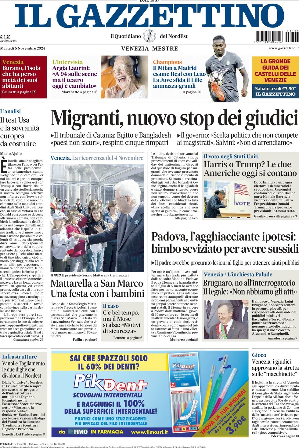 Prima-pagina-il-gazzettino-edizione-di-oggi-05-11-2024