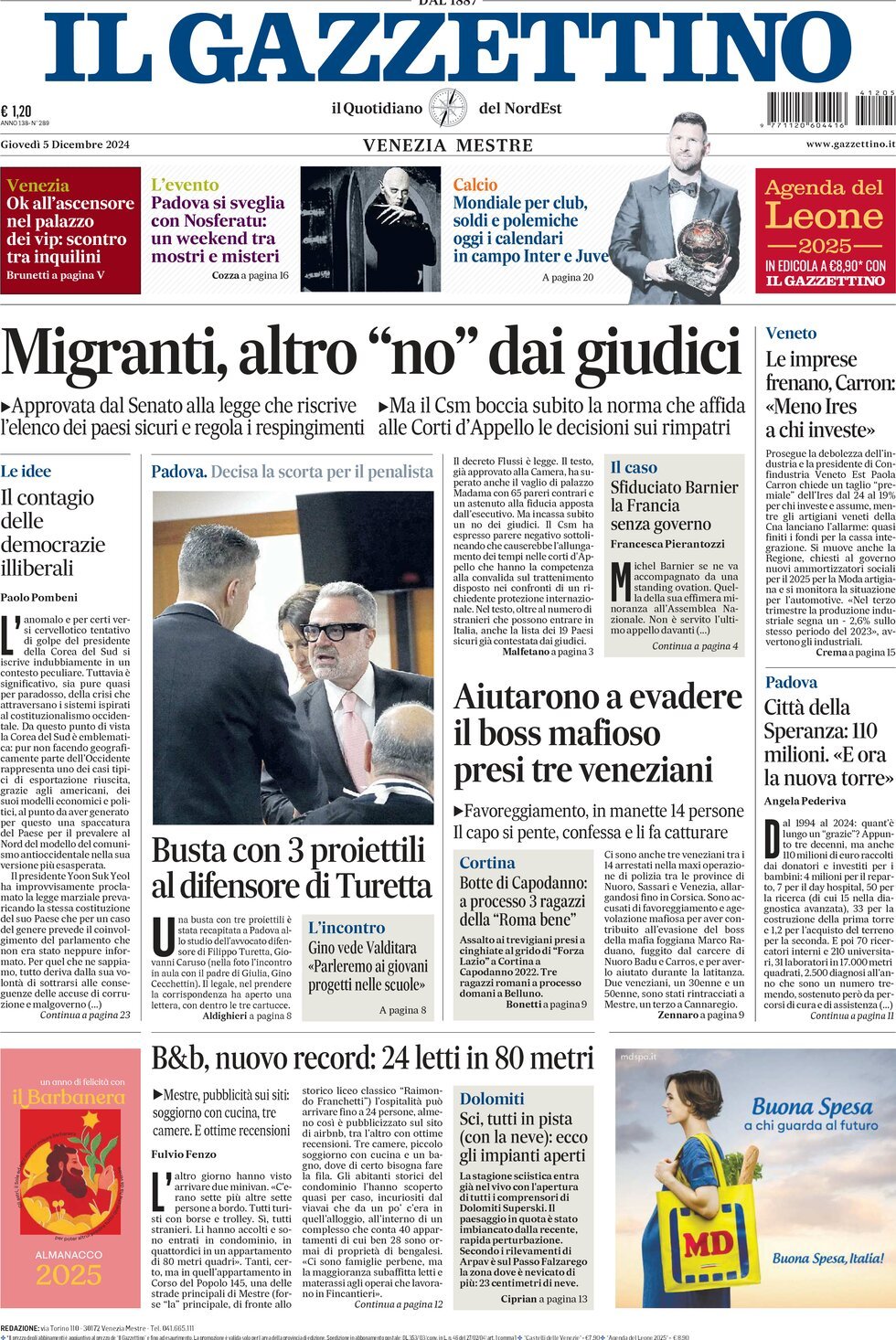 Prima-pagina-il-gazzettino-edizione-di-oggi-05-12-2024