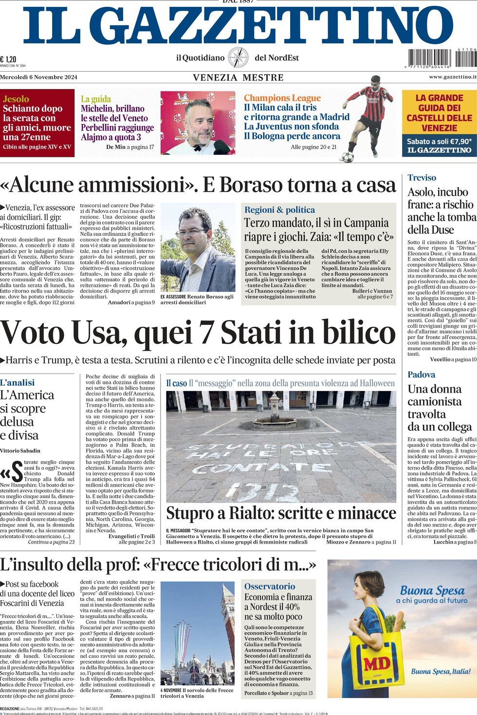 Prima-pagina-il-gazzettino-edizione-di-oggi-06-11-2024