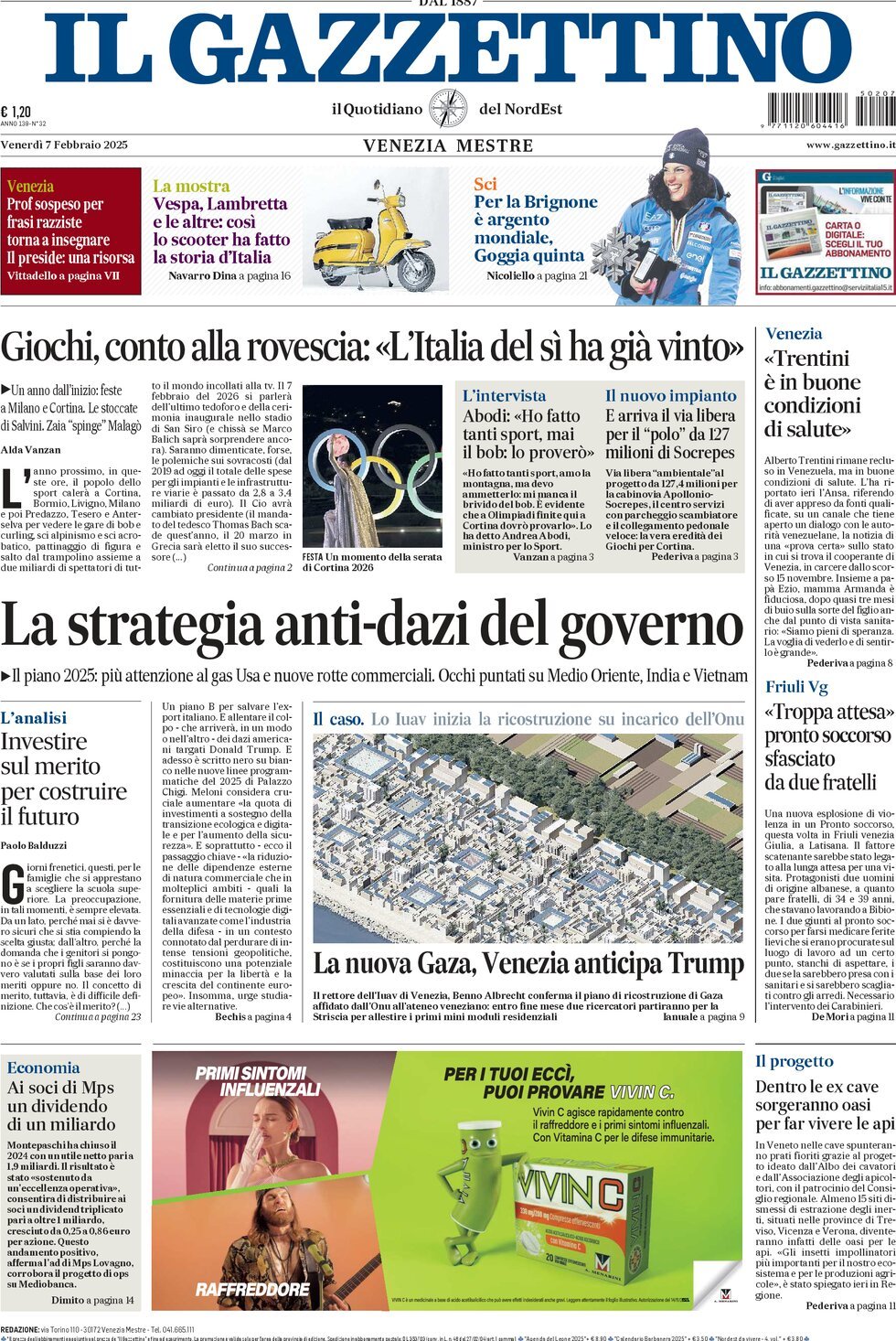 Prima-pagina-il-gazzettino-edizione-di-oggi-07-02-2025