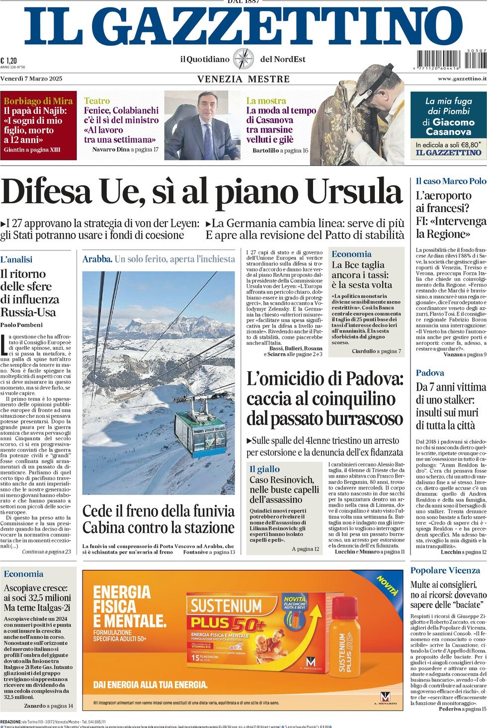 Prima-pagina-il-gazzettino-edizione-di-oggi-07-03-2025