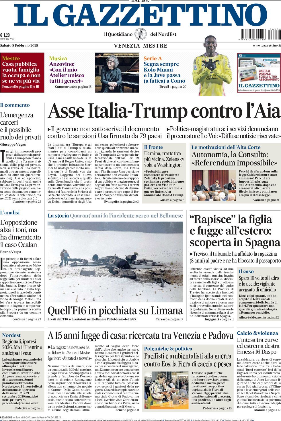 Prima-pagina-il-gazzettino-edizione-di-oggi-08-02-2025