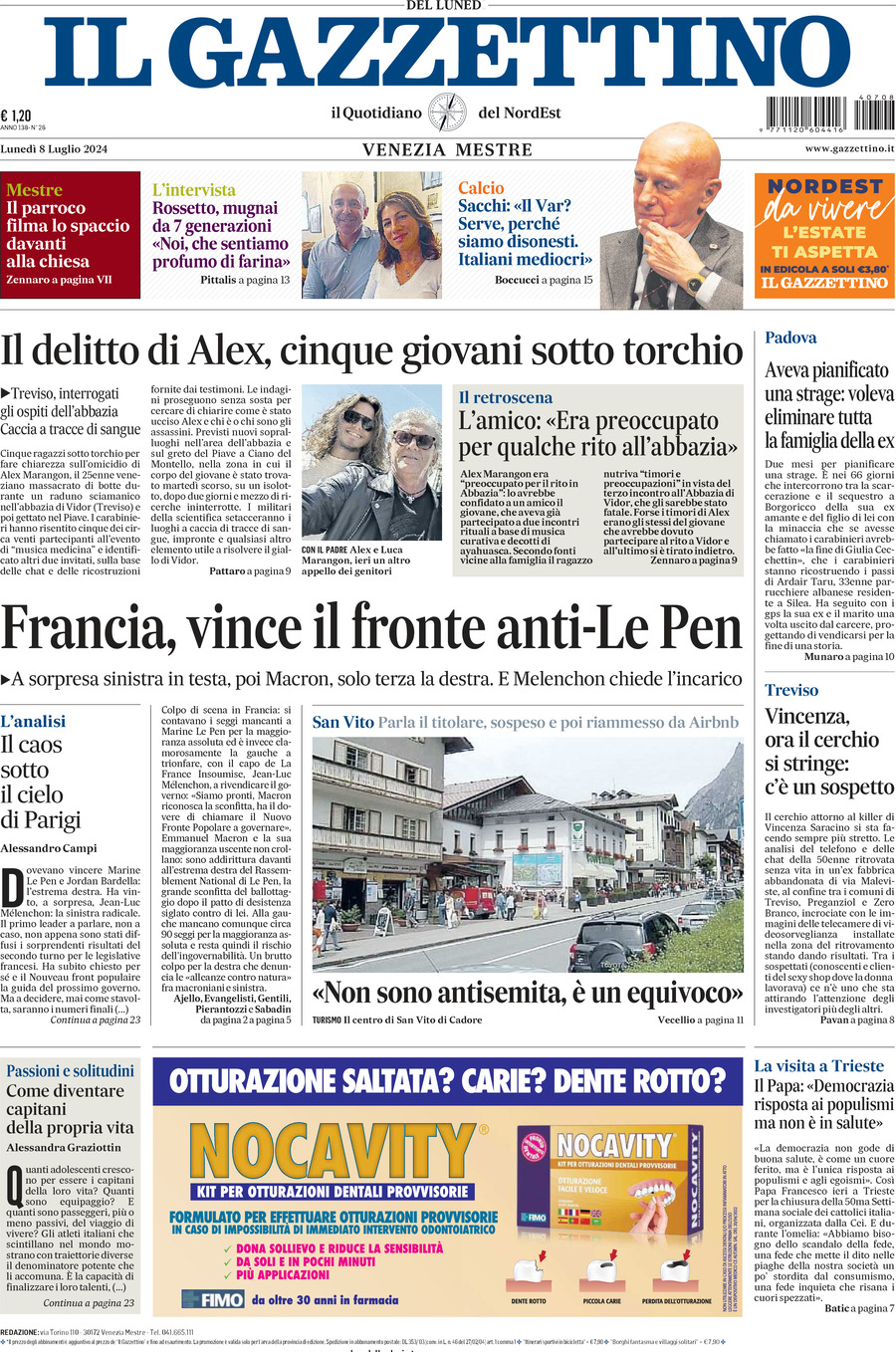 Prima-pagina-il-gazzettino-edizione-di-oggi-08-07-2024