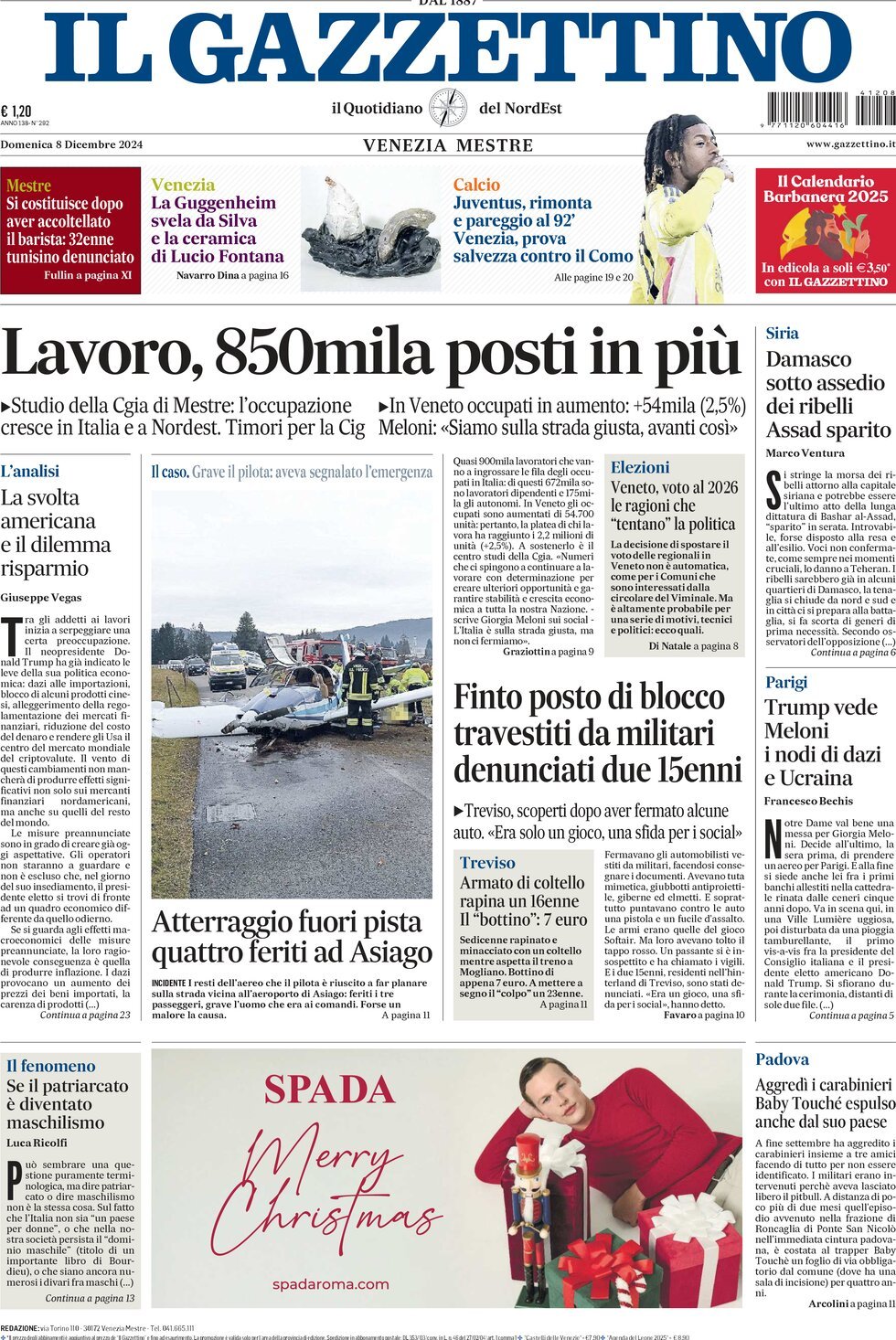 Prima-pagina-il-gazzettino-edizione-di-oggi-08-12-2024