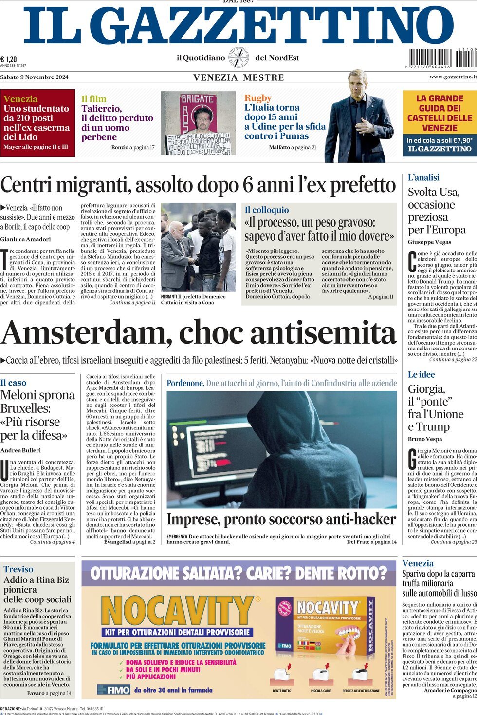 Prima-pagina-il-gazzettino-edizione-di-oggi-09-11-2024