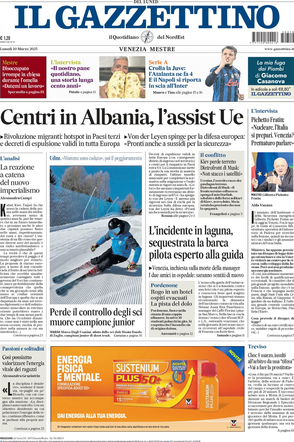 Prima-pagina-il-gazzettino-edizione-di-oggi-10-03-2025