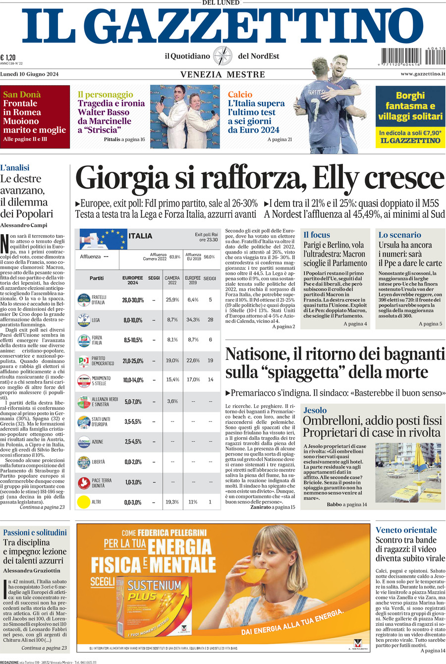 Prima-pagina-il-gazzettino-edizione-di-oggi-10-06-2024