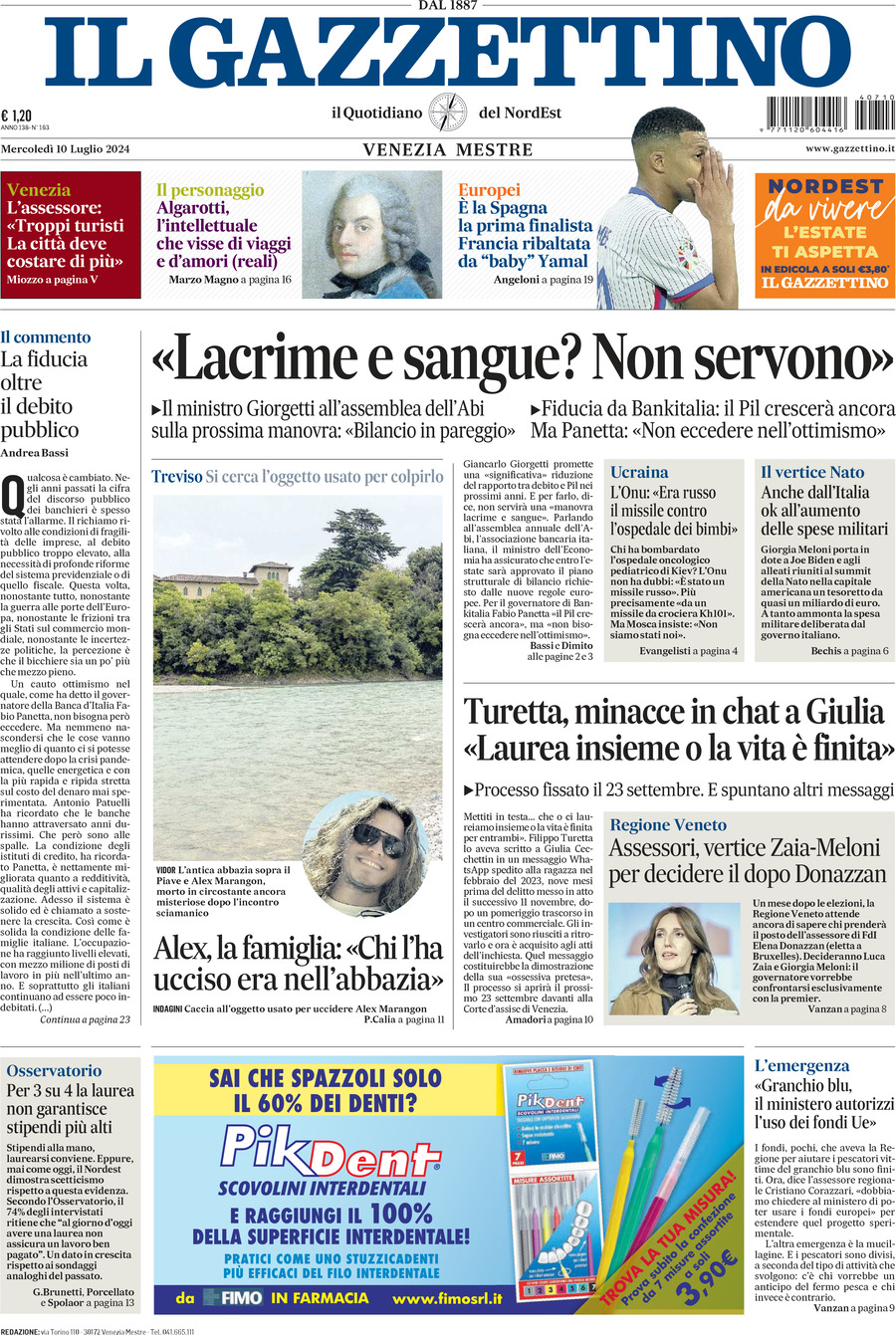 Prima-pagina-il-gazzettino-edizione-di-oggi-10-07-2024