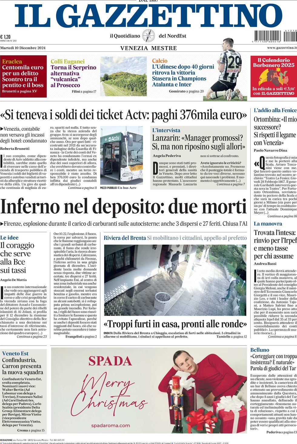 Prima-pagina-il-gazzettino-edizione-di-oggi-10-12-2024