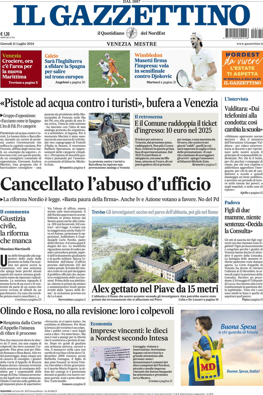 Prima-pagina-il-gazzettino-edizione-di-oggi-11-07-2024