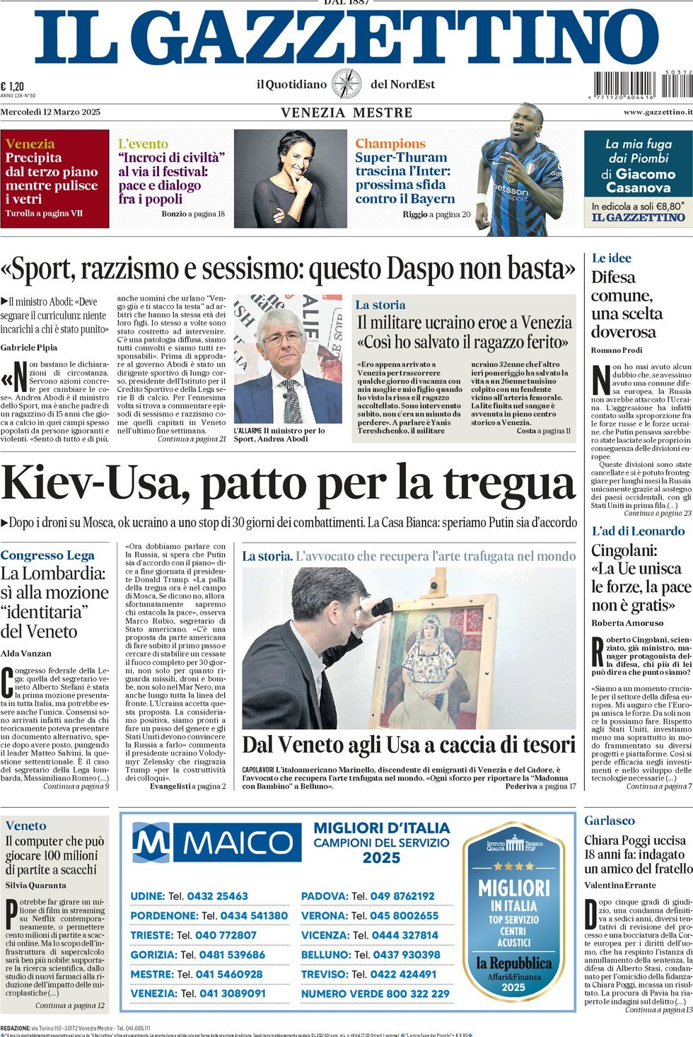 Prima-pagina-il-gazzettino-edizione-di-oggi-12-03-2025