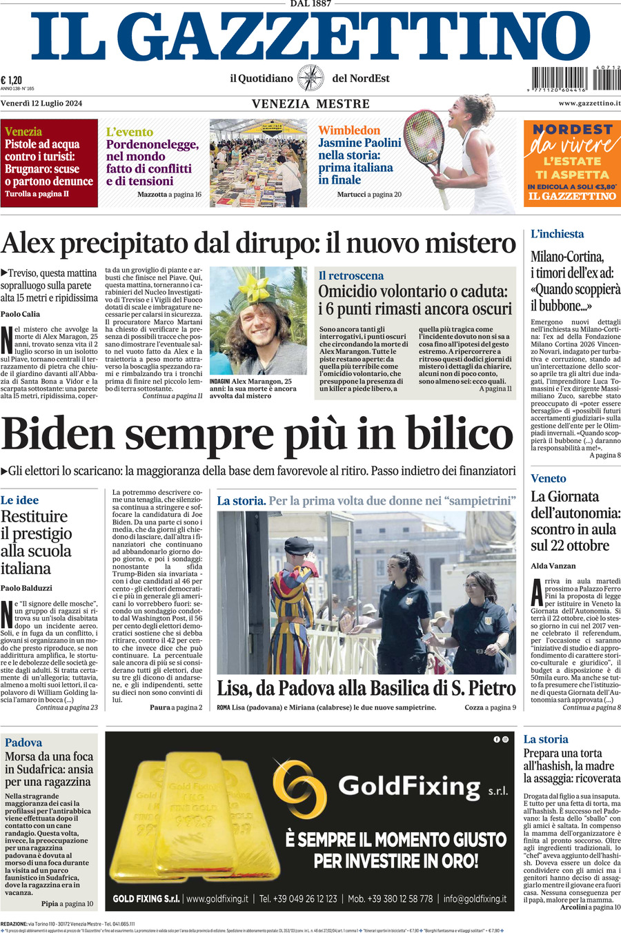 Prima-pagina-il-gazzettino-edizione-di-oggi-12-07-2024