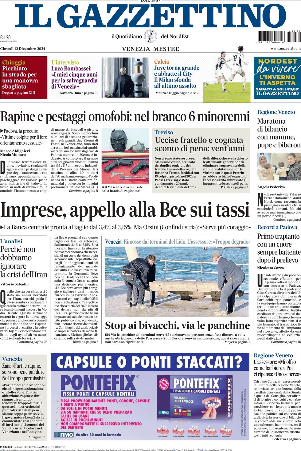 Prima-pagina-il-gazzettino-edizione-di-oggi-12-12-2024