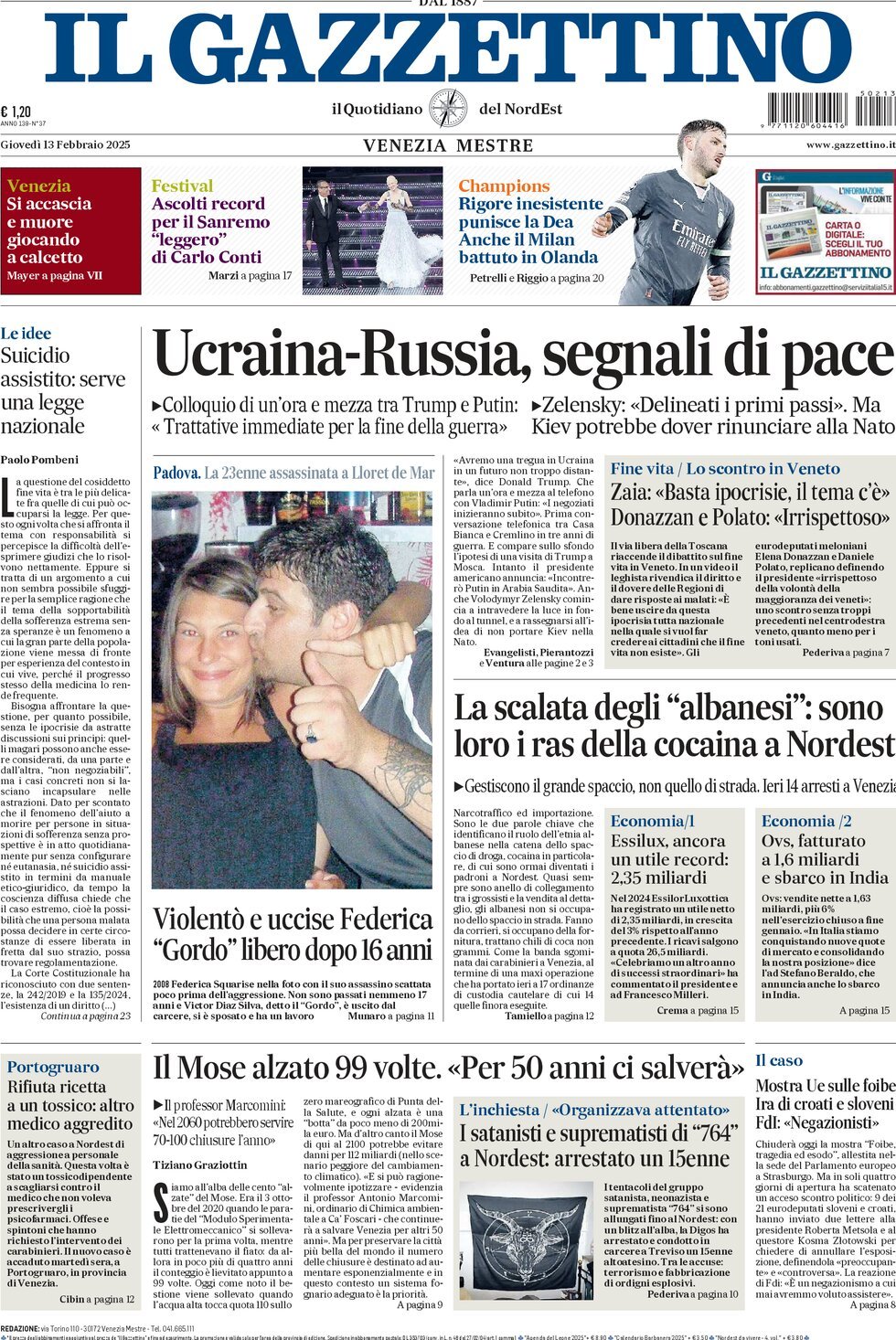 Prima-pagina-il-gazzettino-edizione-di-oggi-13-02-2025