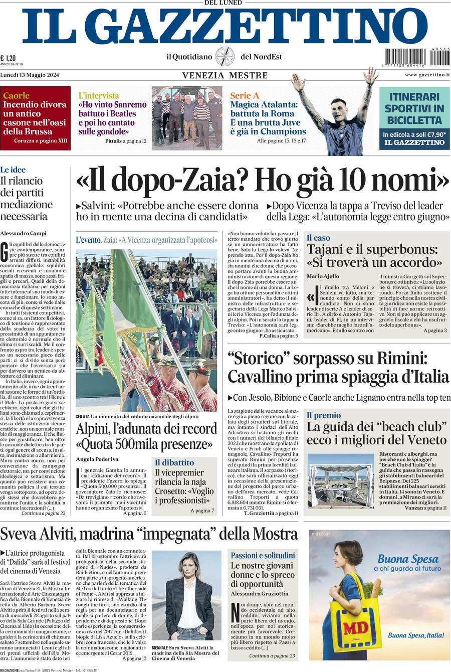 Prima-pagina-il-gazzettino-edizione-di-oggi-13-05-2024