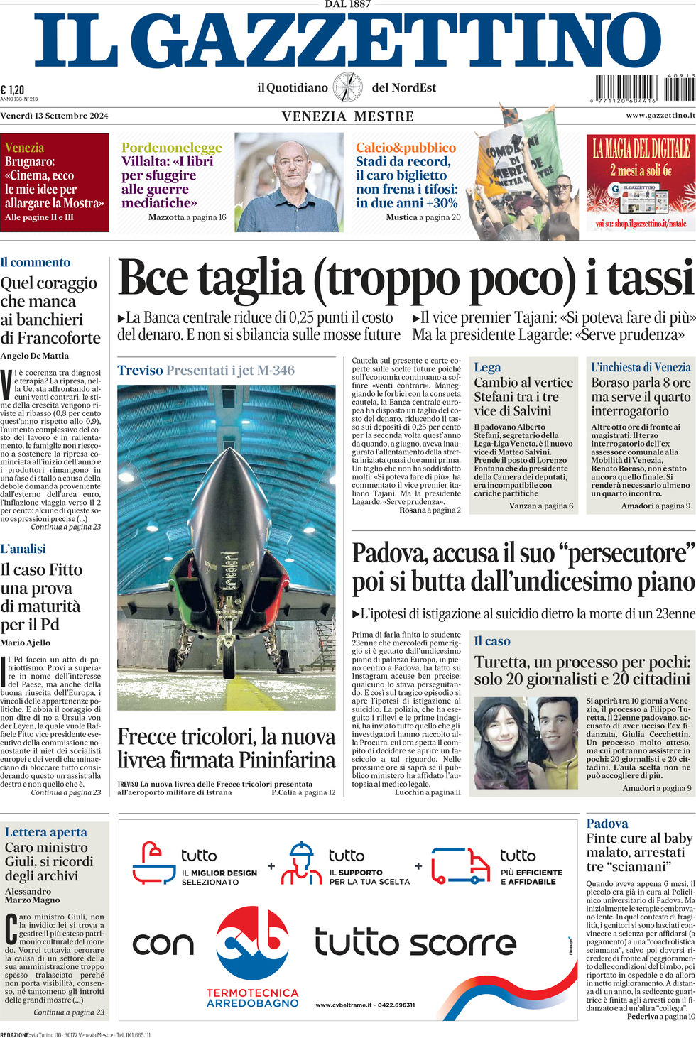 Prima-pagina-il-gazzettino-edizione-di-oggi-13-09-2024