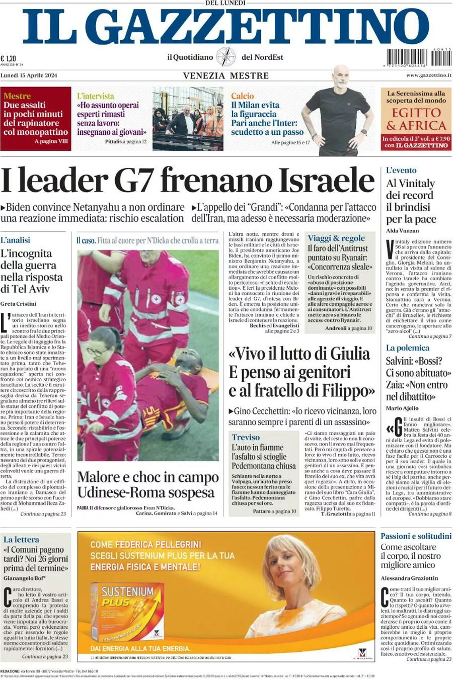 Prima-pagina-il-gazzettino-edizione-di-oggi-15-04-2024