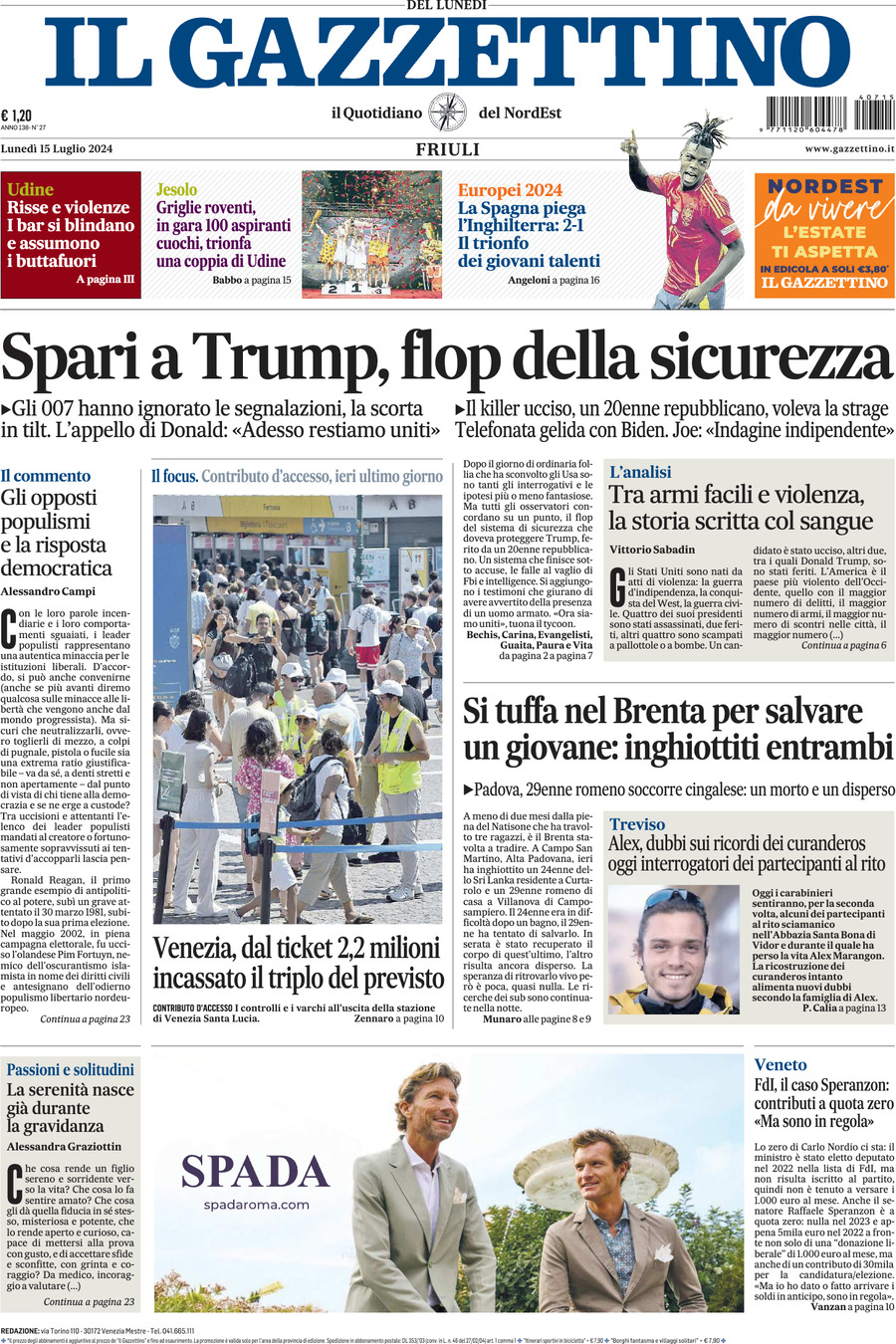 Prima-pagina-il-gazzettino-edizione-di-oggi-15-07-2024