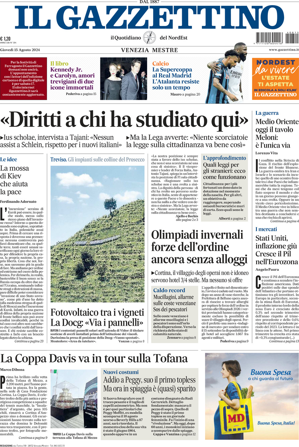 Prima-pagina-il-gazzettino-edizione-di-oggi-15-08-2024