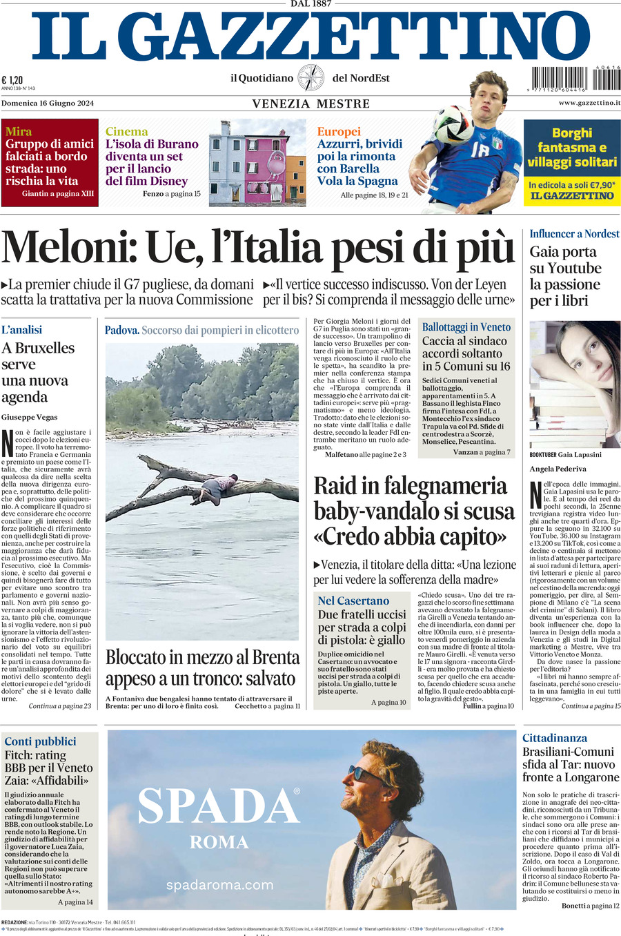 Prima-pagina-il-gazzettino-edizione-di-oggi-16-06-2024