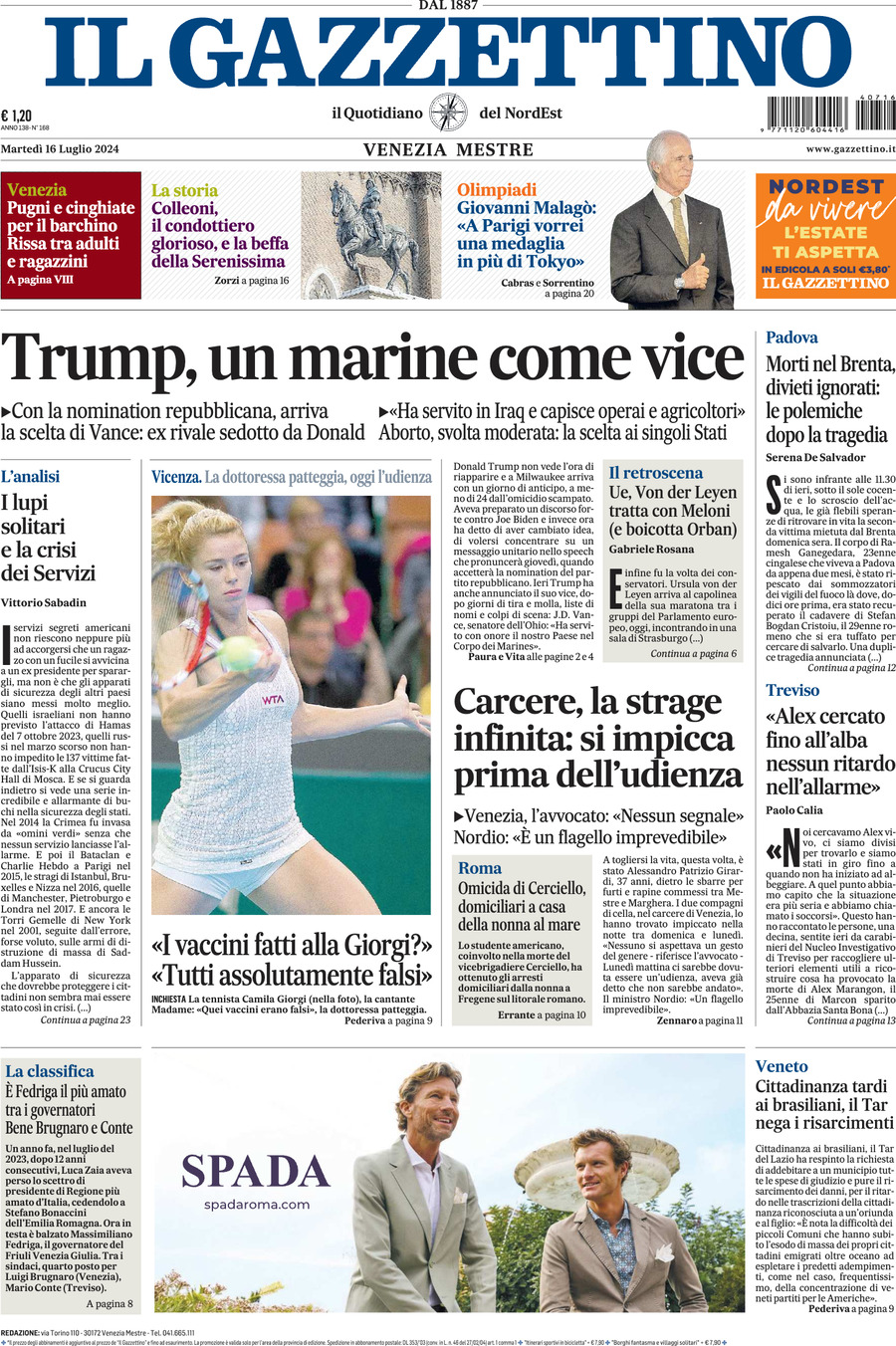 Prima-pagina-il-gazzettino-edizione-di-oggi-16-07-2024