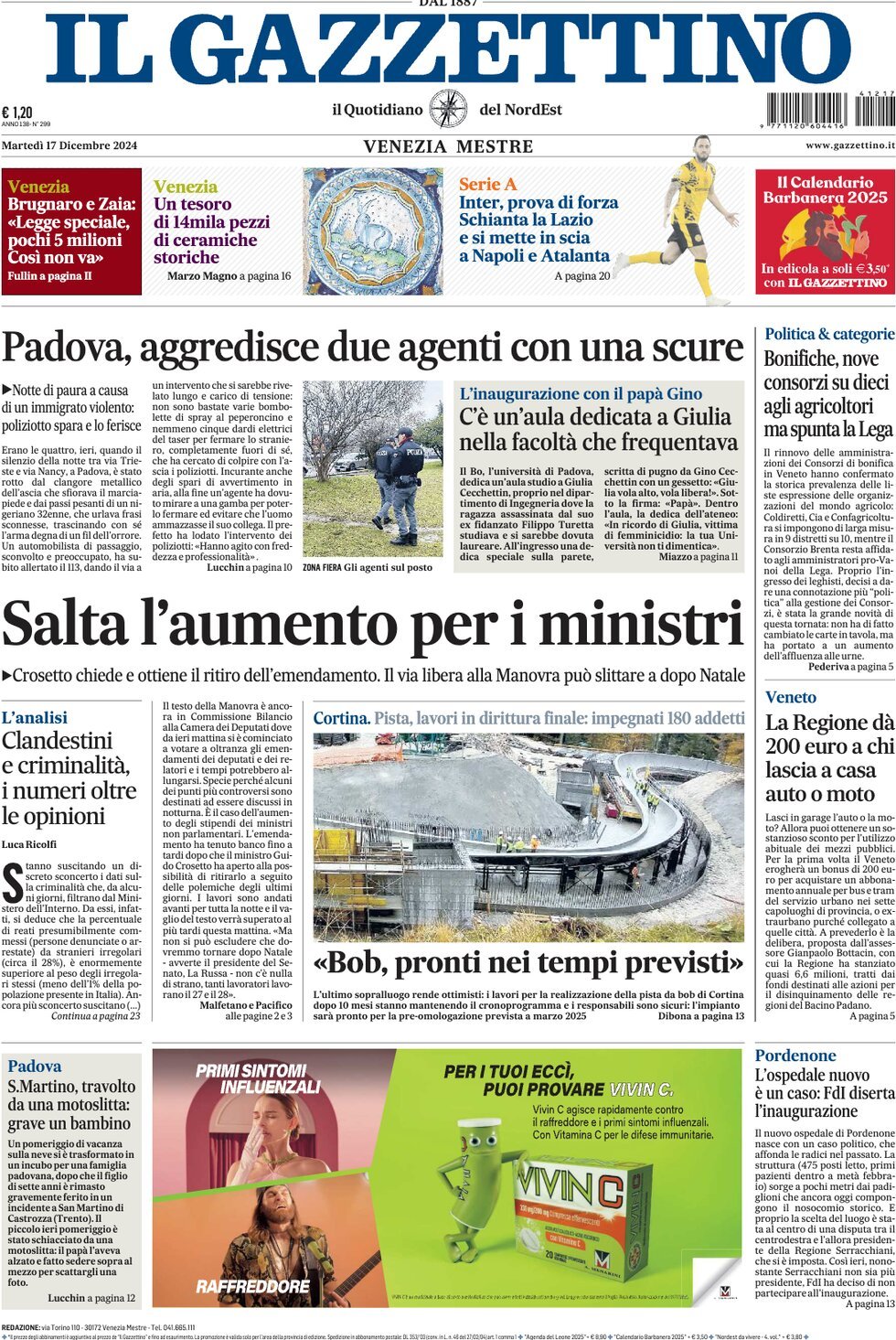 Prima-pagina-il-gazzettino-edizione-di-oggi-17-12-2024