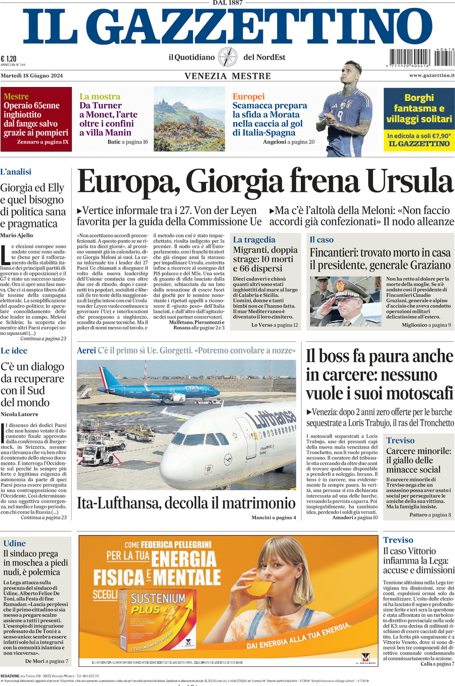 Prima-pagina-il-gazzettino-edizione-di-oggi-18-06-2024