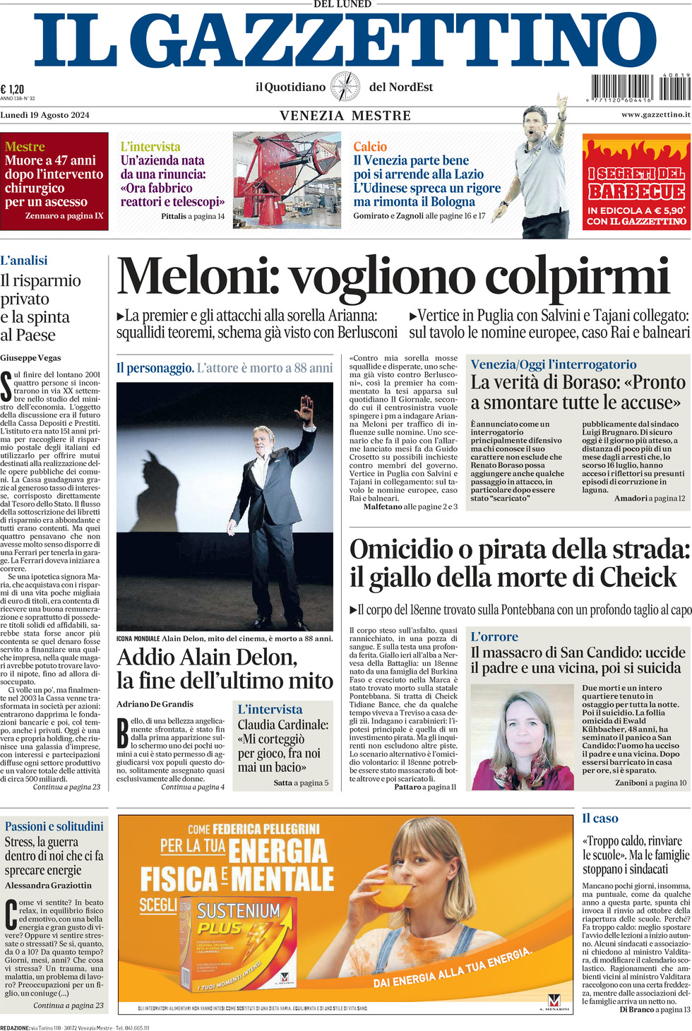 Prima-pagina-il-gazzettino-edizione-di-oggi-19-08-2024