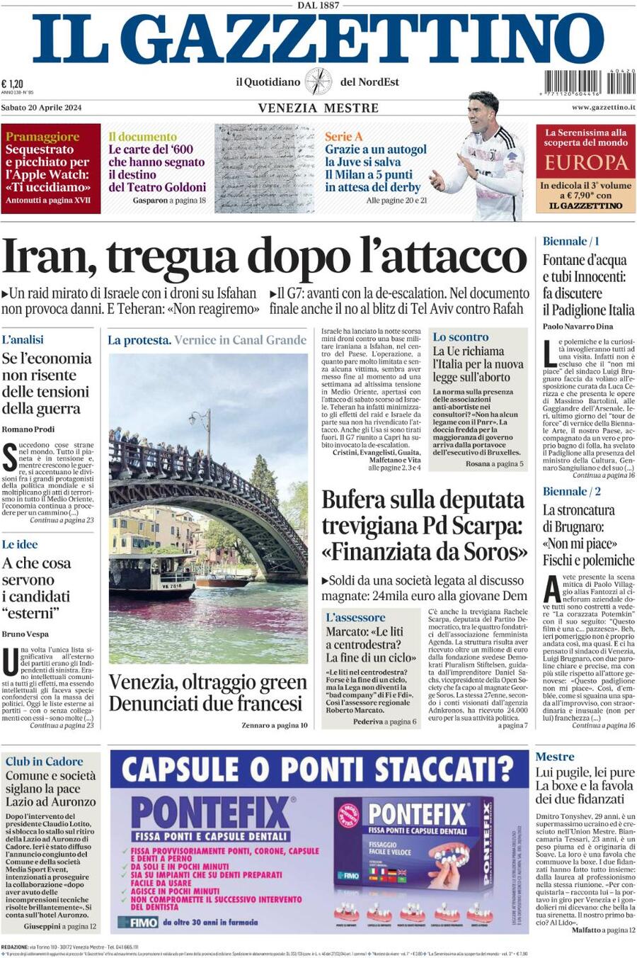 Prima-pagina-il-gazzettino-edizione-di-oggi-20-04-2024