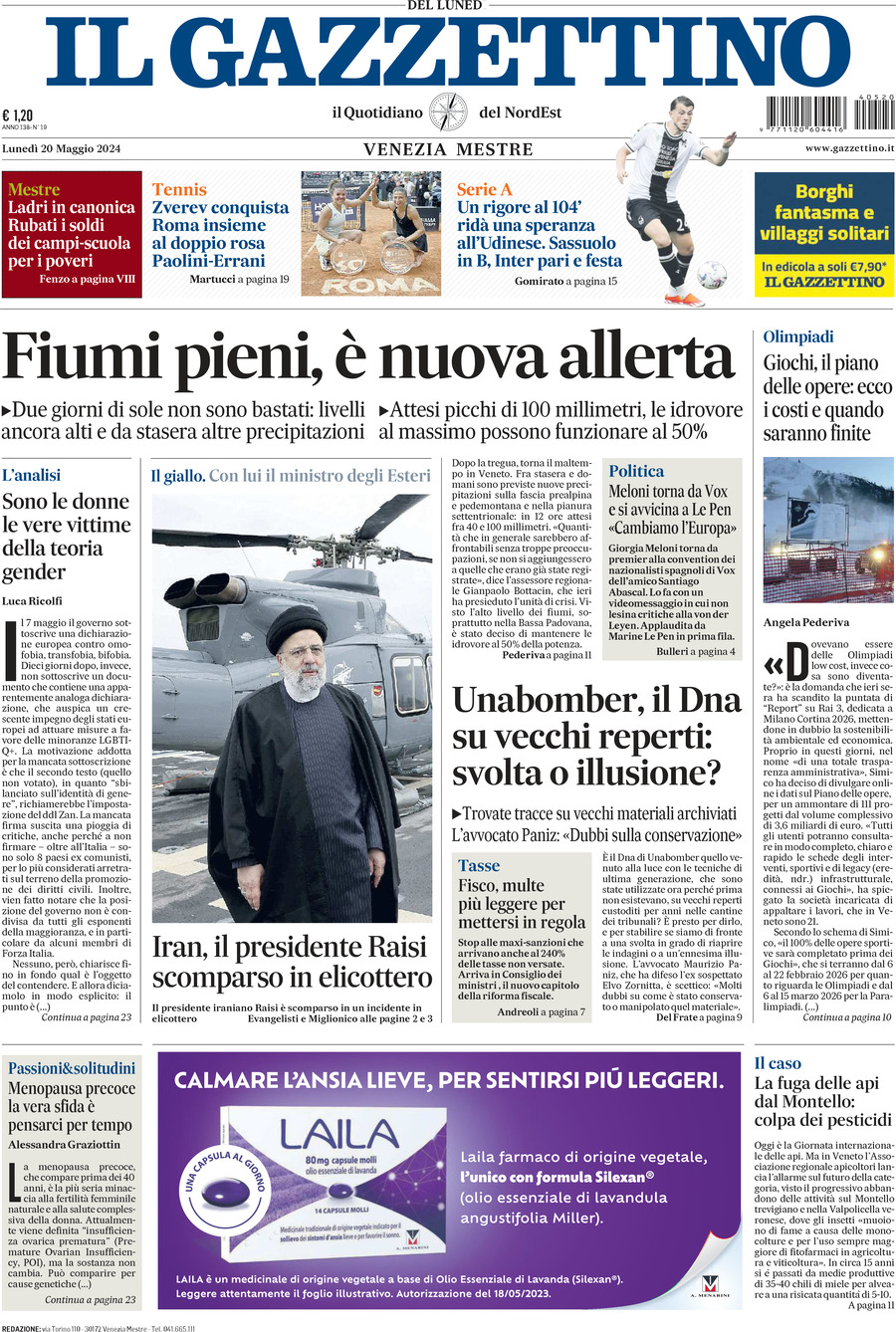 Prima-pagina-il-gazzettino-edizione-di-oggi-20-05-2024