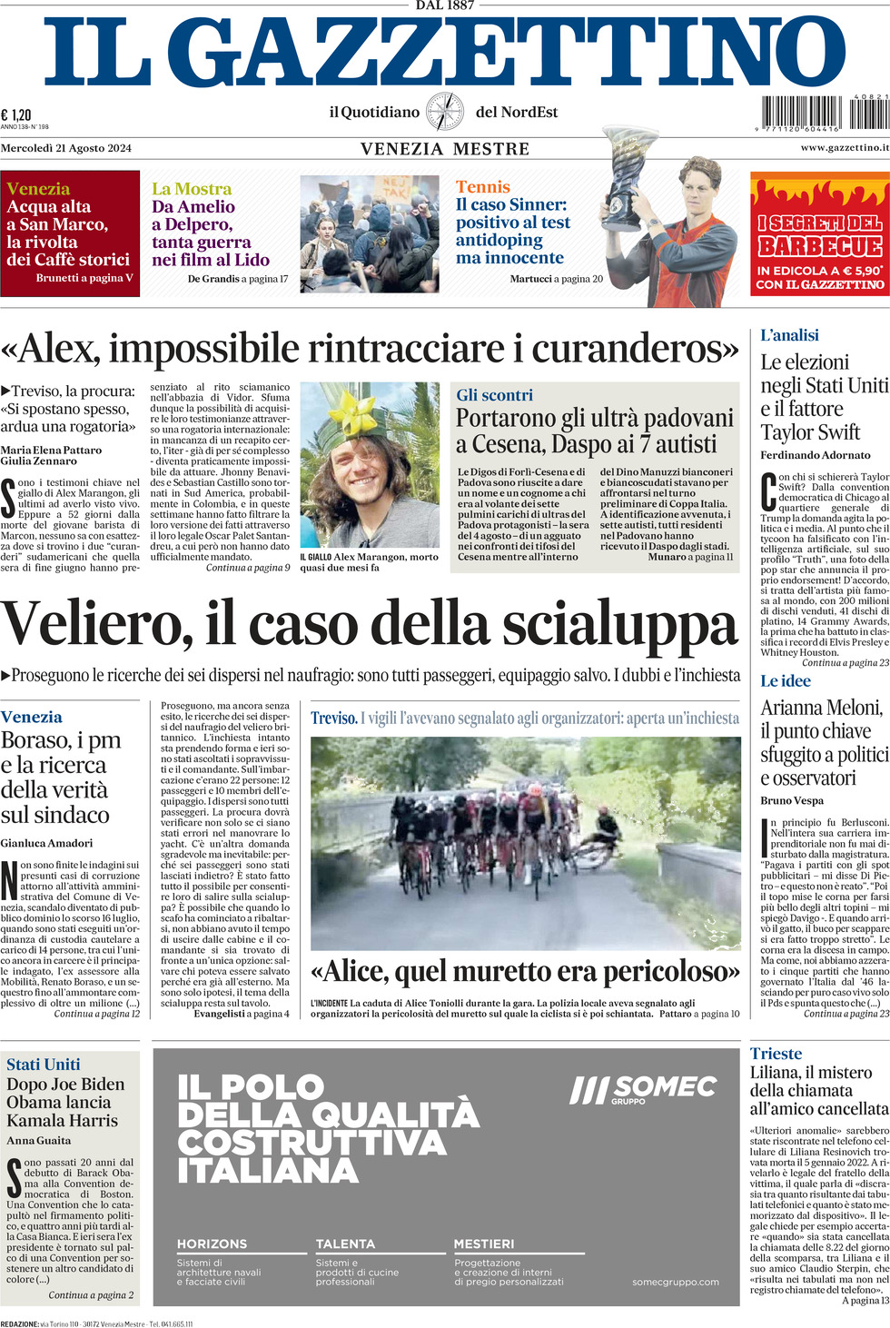 Prima-pagina-il-gazzettino-edizione-di-oggi-21-08-2024