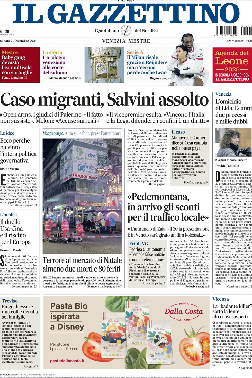 Prima-pagina-il-gazzettino-edizione-di-oggi-21-12-2024