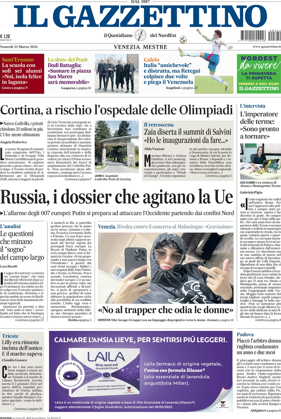 Prima-pagina-il-gazzettino-edizione-di-oggi-22-03-2024