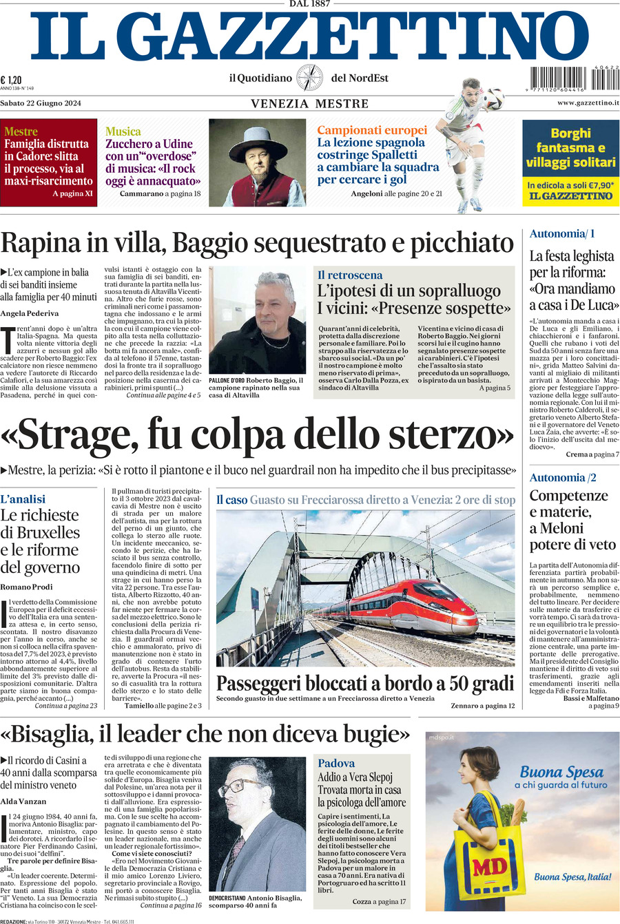 Prima-pagina-il-gazzettino-edizione-di-oggi-22-06-2024