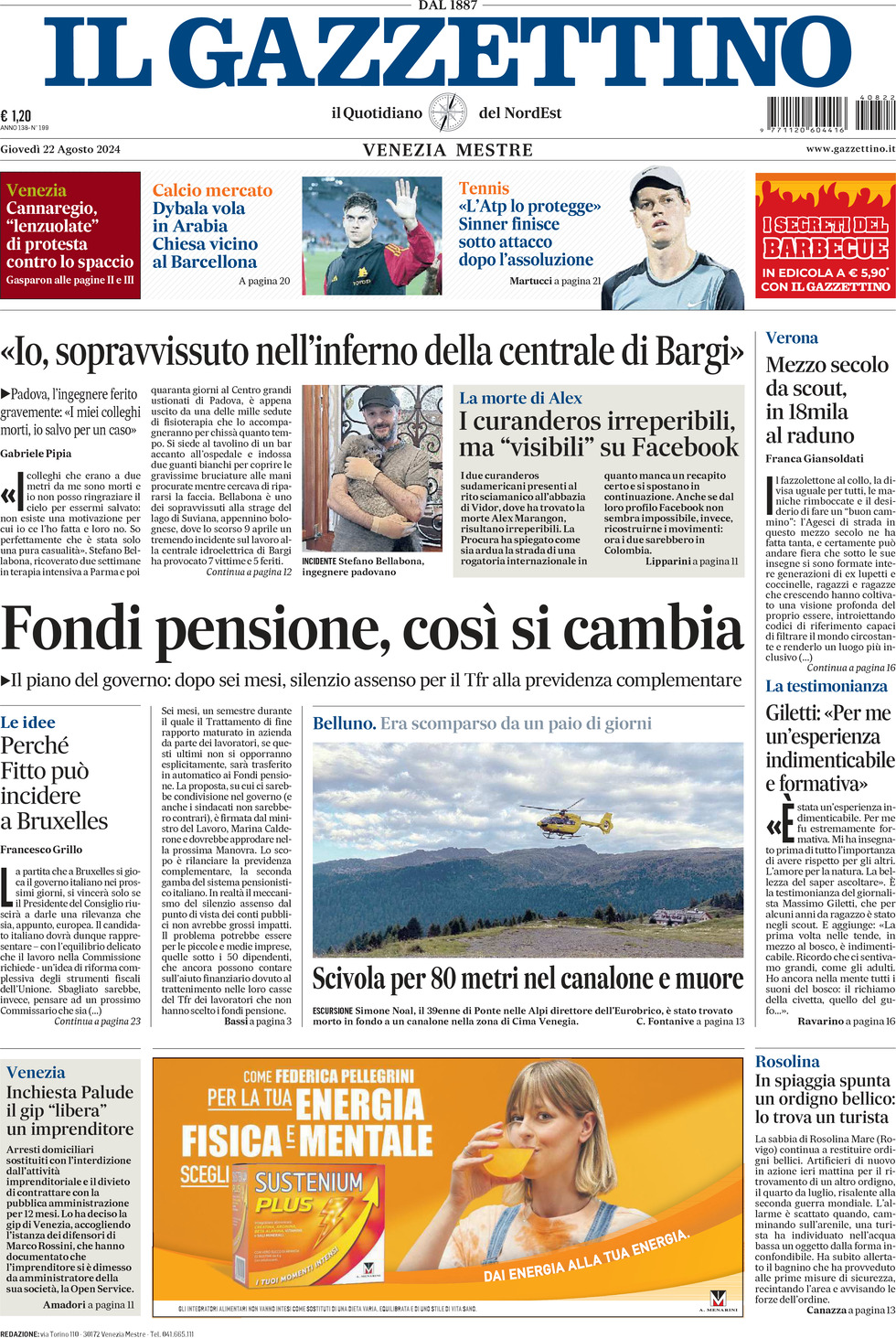 Prima-pagina-il-gazzettino-edizione-di-oggi-22-08-2024