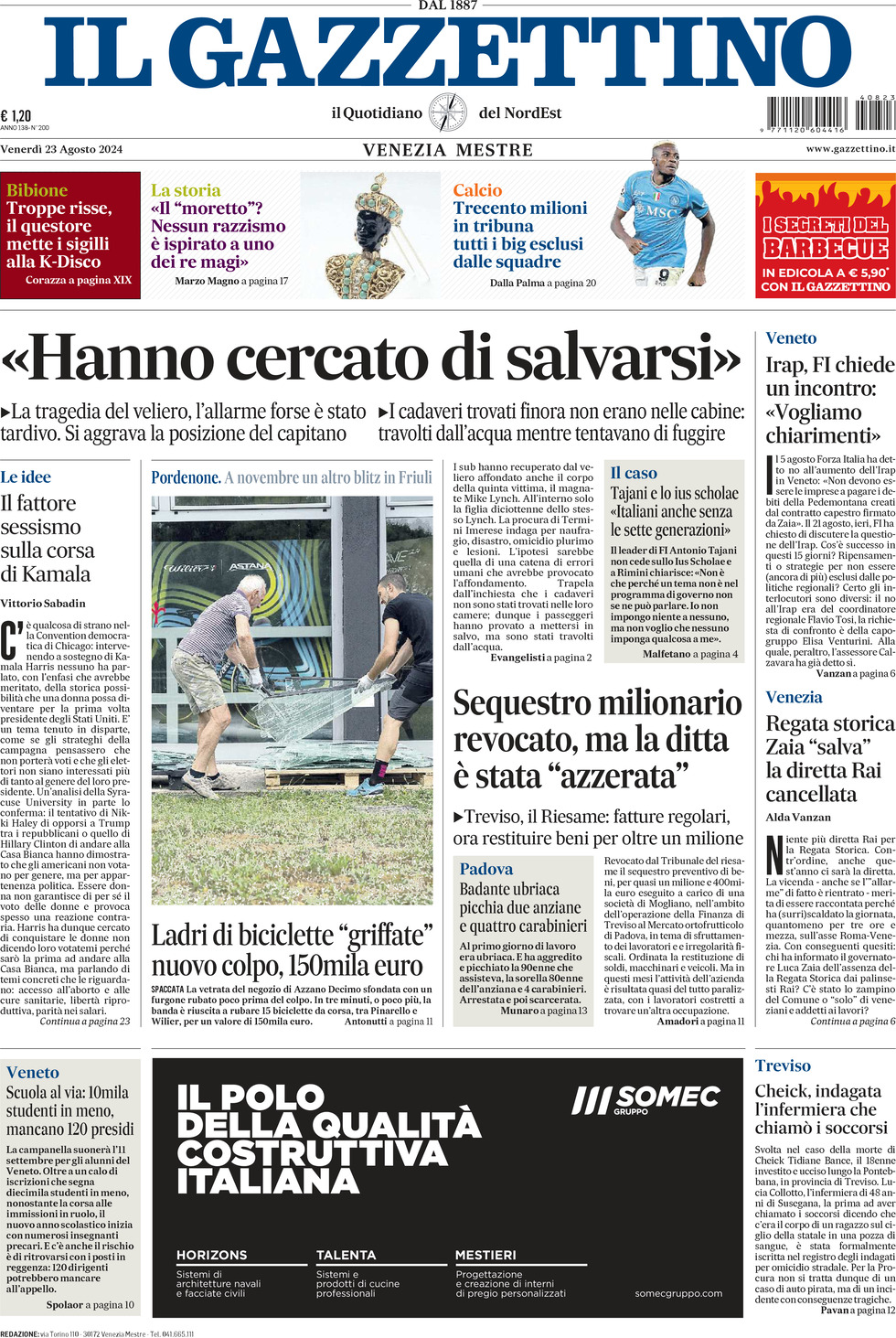 Prima-pagina-il-gazzettino-edizione-di-oggi-23-08-2024