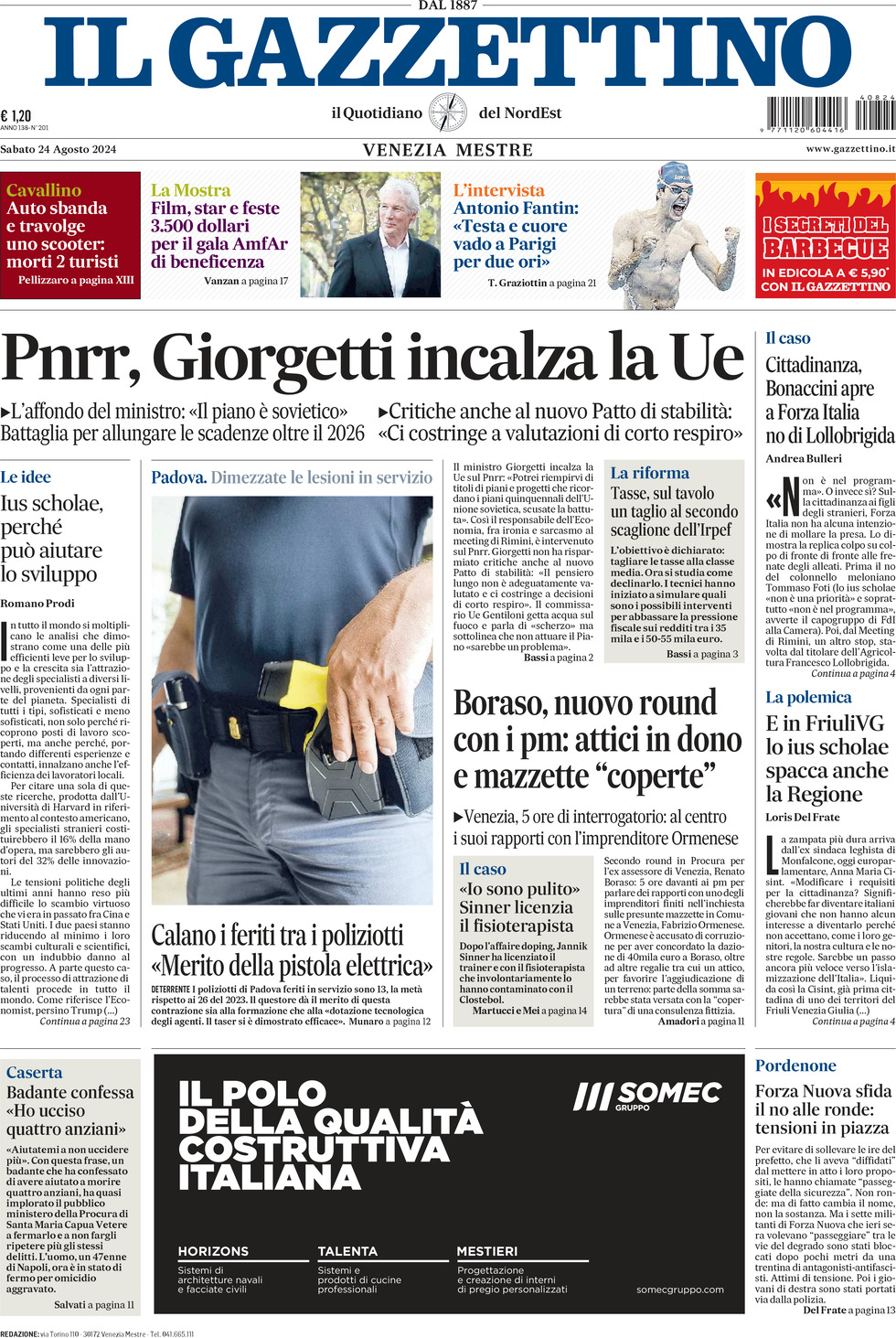 Prima-pagina-il-gazzettino-edizione-di-oggi-24-08-2024