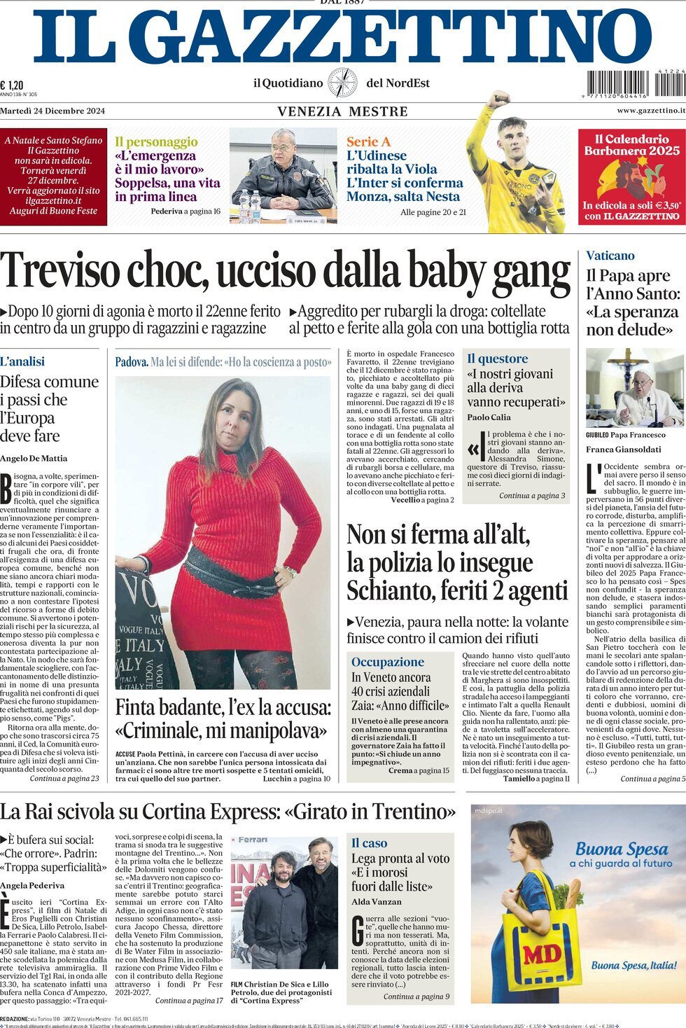 Prima-pagina-il-gazzettino-edizione-di-oggi-24-12-2024