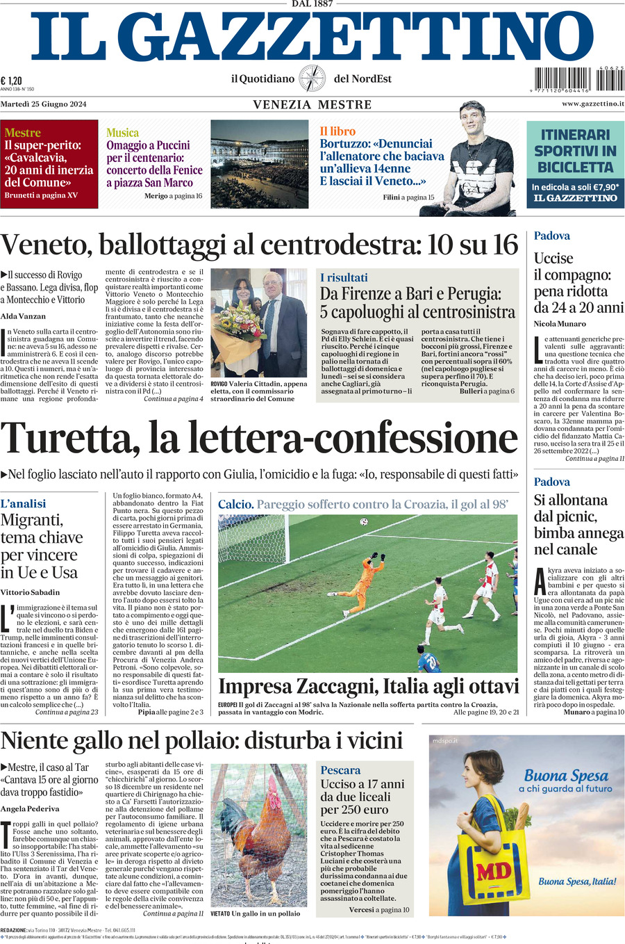 Prima-pagina-il-gazzettino-edizione-di-oggi-25-06-2024